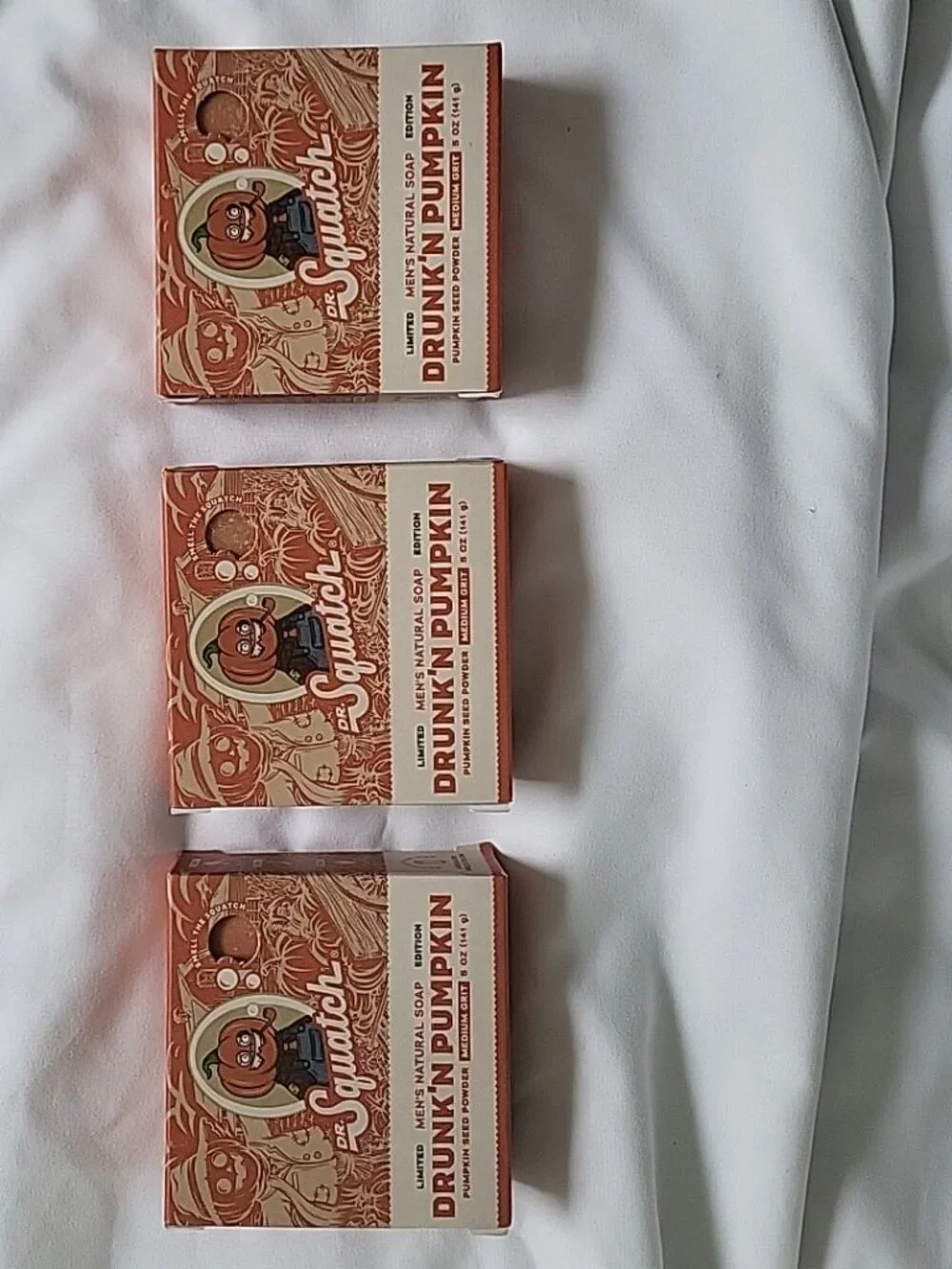Lot of 3 Dr. Squatch Drunk’n Pumpkin Men’s Natural Soap Limited Edition 5 oz